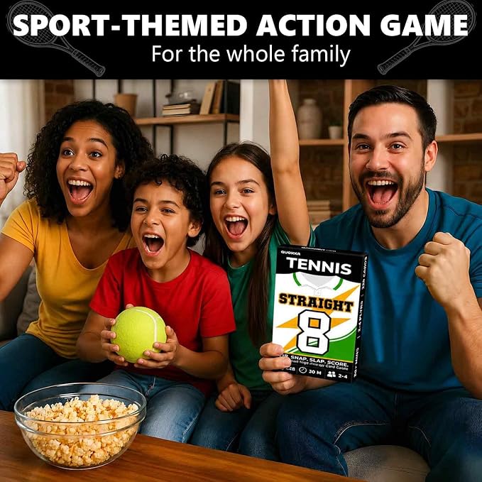 Quokka Tennis Fast-Paced Card Game for Kids & Adults – 128 Cards & Easy Rules – Quick & Fun Matching Game – 2-4 Players – Ages 8+ – Perfect for Family Games Night, Travel and Parties