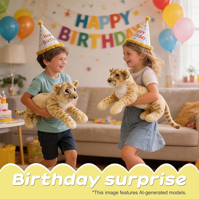 Lion Stuffed Animals 24" Stuffed Lion Plush Pillow Realistic Stuffed Animals Lion Plush Toys Safari Animals Toys Jaguar Cute Plushies Birthday Graduation Gifts for Kids Boys Girls