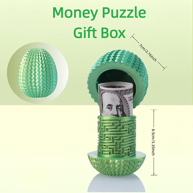 Maze Egg Money Puzzle Box for Kids & Adults, 4 Logic Challenge Brain Teaser Sensory Toy, Hidden Compartment Cash Gift Holder, Birthday Graduation Gifts for Teens, Road Trip Travel Game