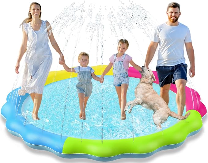 Kids Dog Splash Pad Sprinkler - Jasonwell Non Slip Dog Sprinkler Pad Splash Pool Puppy Dogs Pool Summer Outdoor Water Toys Backyard Durable Splash Pad for Toddlers Kids Small Medium Large Dogs Pet