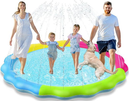 Kids Dog Splash Pad Sprinkler - Jasonwell Non Slip Dog Sprinkler Pad Splash Pool Puppy Dogs Pool Summer Outdoor Water Toys Backyard Durable Splash Pad for Toddlers Kids Small Medium Large Dogs Pet