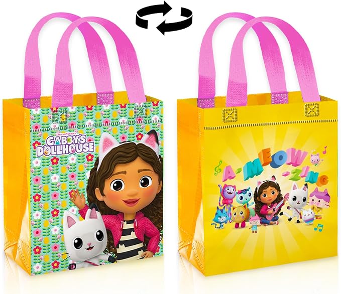 Gabby's Dollhouse Party Favor Bag Set – 24 Pack of 8" Gabby Party Goodie Bags for Kids Bulk Reusable Totes | Gabbys Dollhouse Birthday Supplies