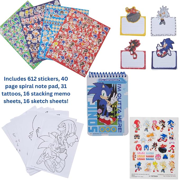 Innovative Designs Sonic the Hedgehog Creativity Fun Kids Art Set for Coloring, Painting, and Crafts
