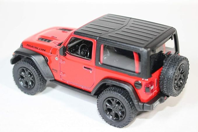 KiNSMART - Jeep Wrangler Rubicon Off Road 4x4 5 inch 1:34 Scale Die Cast Model Replica Toy Car (Red Hardtop)