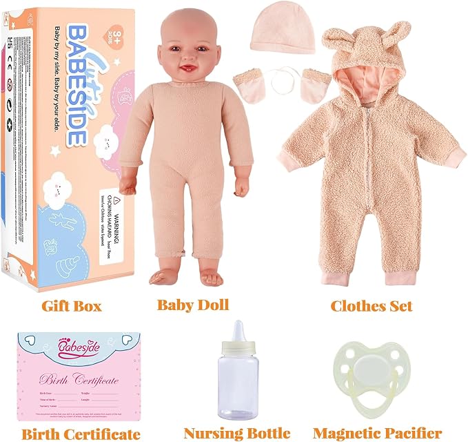 BABESIDE Baby Dolls, 17inch Large Realistic Cute Soft Body Baby Doll Real Life Baby Dolls with Accessories for 3+ Year Old Girls Gifts, Pretend Play, Collection