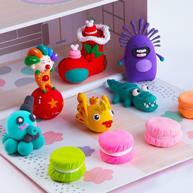 EDIFON Air Dry Clay, 24 Colors Modeling Clay for Kids, Foam Magic Clay Toy with Sculpting Tools, Non-Sticky, Ultra-Light & Soft, DIY Arts & Crafts School Project Set, Gifts for Boys & Girls Ages 3-12
