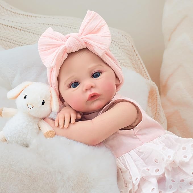 FOCKOF Realistic Reborn Baby Dolls-18 Inch Realistic Baby Doll Girls Soft Cloth Body Reborn Baby with Gift Box for Kids Age 3+