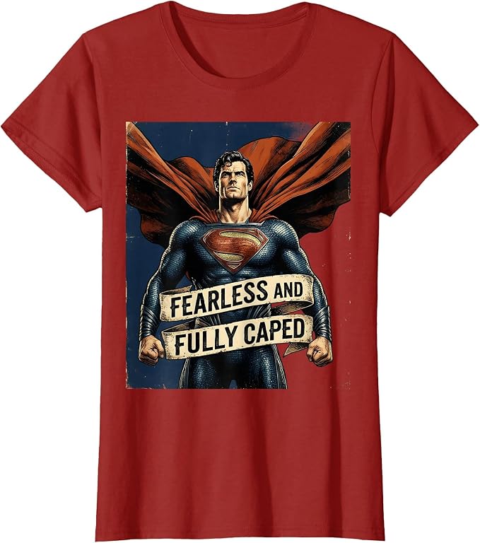 Fearless and Fully Caped Superhero Design T-Shirt
