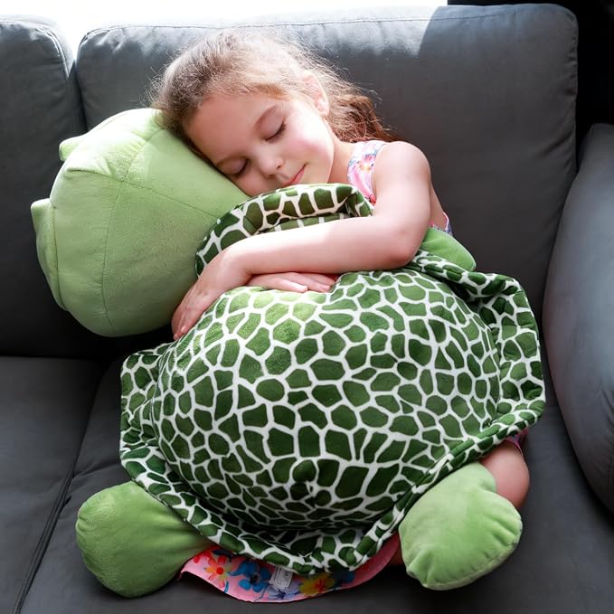 MorisMos Giant Sea Turtle Stuffed Animal Plush Pillow - 31.5" Big Stuffed Turtle Plush Pillow for Kid & Adult, Large Holiday Toy Gift for Marine Lovers, Cuddly Ocean Creature Decor,CE/CPC Certified