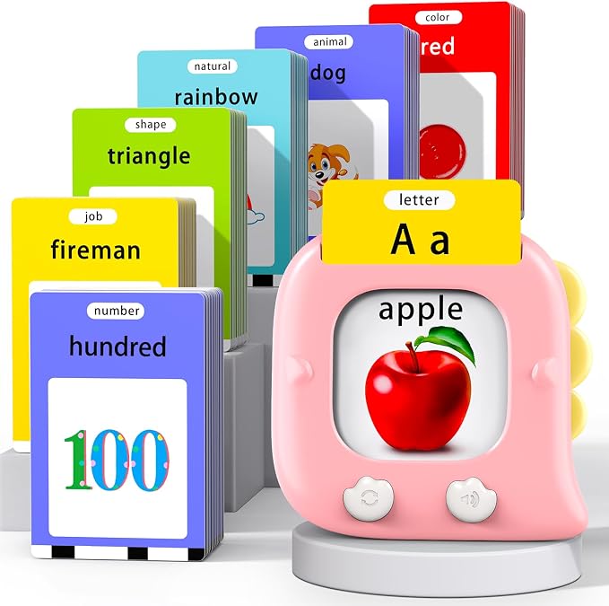 Kidzdo Toddler Talking Flash Cards with 560 Sight Word, Christmas Birthday Gifts for Ages 2-6 Girls, Autism Sensory Toys, Montessori Speech Therapy Learning Toys for 2 3 4 5 6 Year Old Kids, Pink