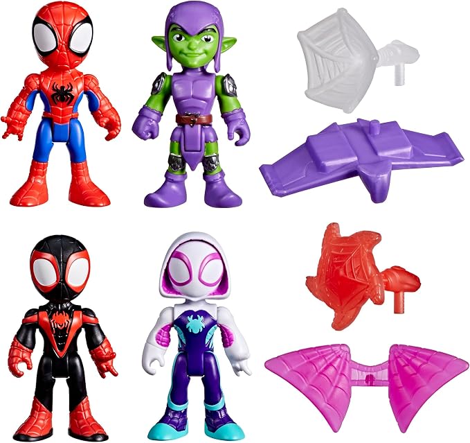 Marvel Spidey and His Amazing Friends Web-Slinging Adventure Set, 3-Inch-Scale (7.6 cm) Action Figure Set, Spider-Man Toys for Kids Ages 3+ (Amazon Exclusive)