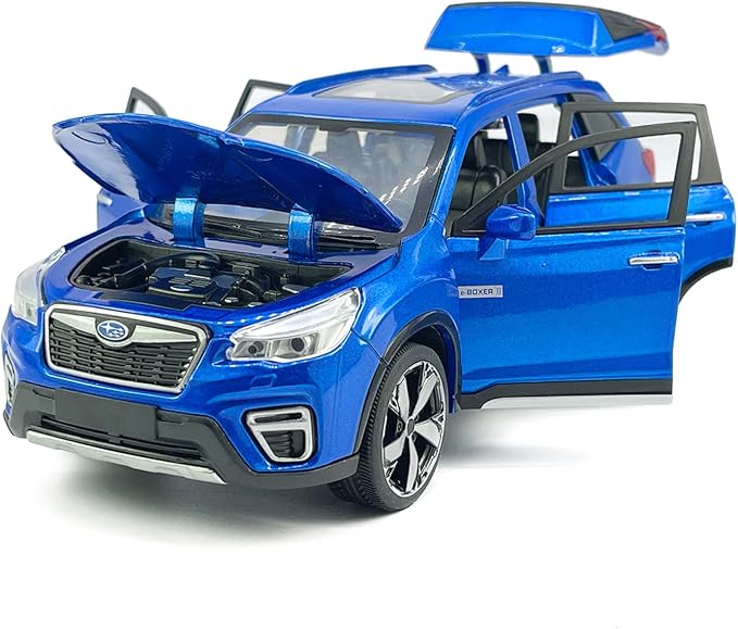 1:30 Scale 2021 Forester e-Boxer SUV Model Toy Car Metal Diecast Toy Vehicle, Doors Open, Light Sound, Pull Back, Toys for Boys Kids Gifts, Men Collection, Home Office Décor, Blue