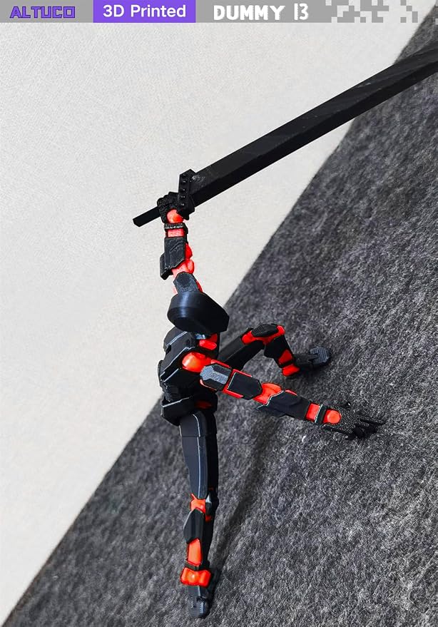 altuco Titan 13 Action Figure Set for Kids,T13 Action Figure with Multiple Accessories,3D Printed Dummy Robot 13 Desktop Decorative Toy for Boys (Black-red)