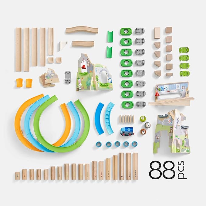 HABA Kullerbu Mountain Adventure Ball Track Ultimate Marble Run Set & Building Toys for Kids Age 2-8, Montessori STEM Learning & Educational Toys