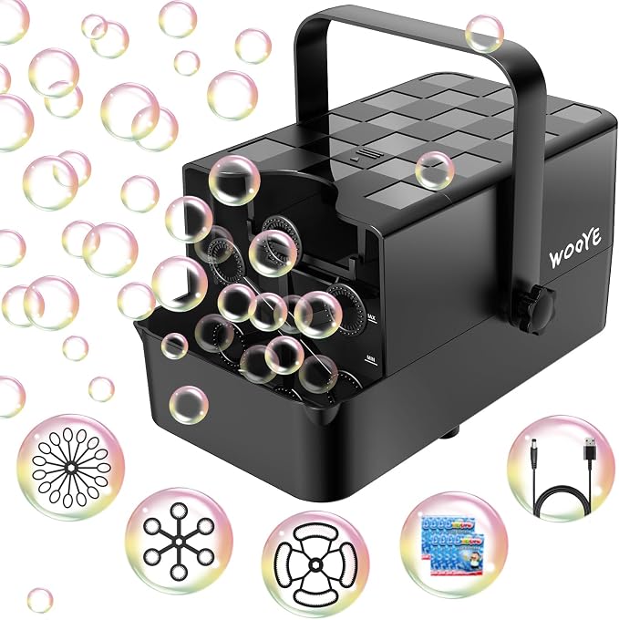 Upgraded Bubble Machine, Make Big/Medium/Small Bubbles, 2000+ - over 10000+ Per Min, Bubble Machine for Toddlers Kids, Bubble Blower Powered by Plug/Battery for Indoor Outdoor Parties Birthday Wedding
