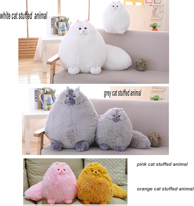 Winsterch Stuffed Animal Plushie Cat Stuffed Animal,Cute Soft Plush Cat Animals,Gray Stuffed Cat, Birthday for Kids,Boys,Girls,Fat Cat Stuffed Toy (Gray, 10 Inches)