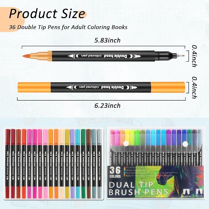 2Pcs Adult Coloring Books with 36 Colors Markers, Mandala Adult Coloring Book for Women Relaxation with 48 Patterns, Colors Markers Set, Anxiety Relief Mindfulness Gifts Original & Hand Drawn