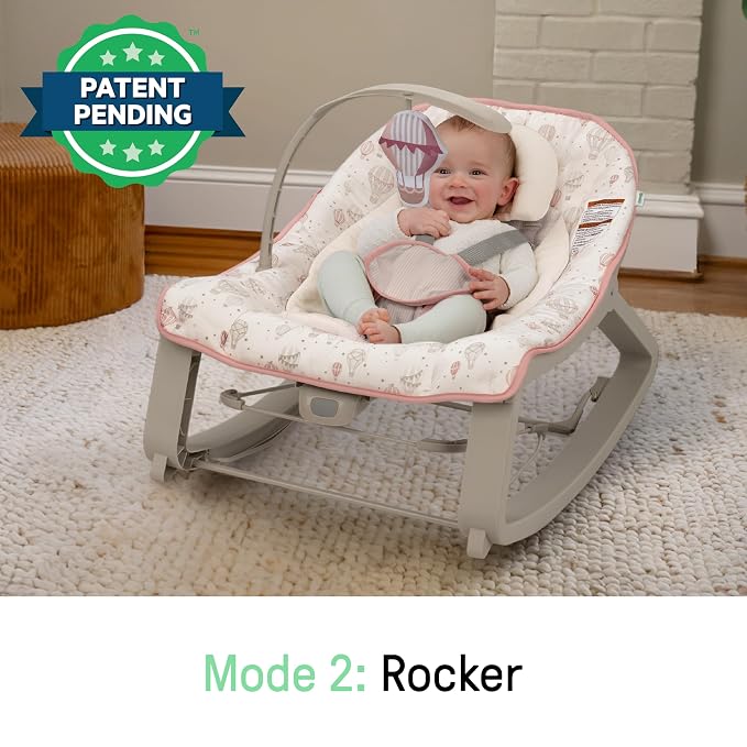 Ingenuity Keep Cozy 3-in-1 Grow with Me Vibrating Baby Bouncer, Seat & Infant to Toddler Rocker, Vibrations & Toy Bar, 0-30 Months Up to 40 lbs (Skye)