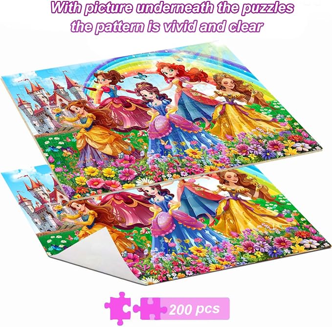 Puzzles for Kids Ages 6-8 8-10 Year Old - Princess Castle Series, 200 Pieces Jigsaw Puzzles for Kids, Learning Educational Toys for Boys and Girls Ages 10-12 Year Old