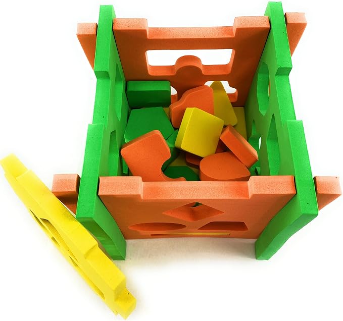 Matty's Toy Stop EVA Foam Soft Shape Sorter 5.5" Cube for Toddlers (Bright Colors)