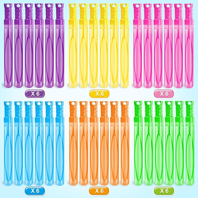SpringFlower 36 Pcs Bubble for Kids, 2OZ Bubble Wands in 6 Colors, Bubble Bulk for Kid Party Favors, Summer Toys, Indoor & Outdoor Activities, Birthday, Wedding, Goodie Bags, Carnival Prizes