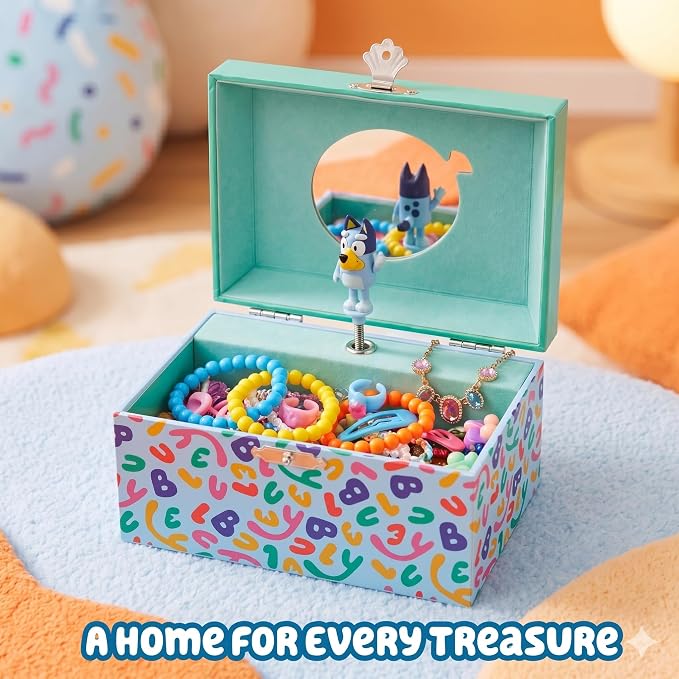 Bluey & Bingo Jewelry Box for Girls Musical Jewelry Box with Spinning Figurine, Bluey & Bingo Toys for Kids Ages 3-5 Plays Bluey Theme Song