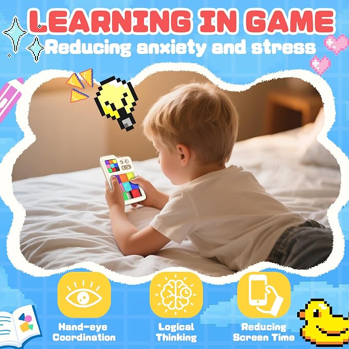 SMILESSKIDDO Kids Games Super Slide Puzzle, Original 1000+ Challenges & 3 Modes, Brain Teaser Puzzles, Travel Toys Electronic Sliding Gifts for Boys & Adults, Fun Unblocking Logic Toy for Kid
