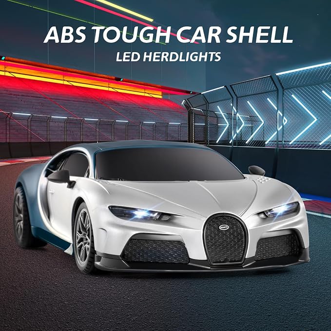 MIEBELY Remote Control Car - 1/24 Scale Fast Rc Race Car, Bugatti Chiron 3.7V 500 mAh Toys with Headlight, Racing Hobby Model Birthday Ideal Gifts for Adults Kids Boys Age 6 7 8 9 10 Year Old