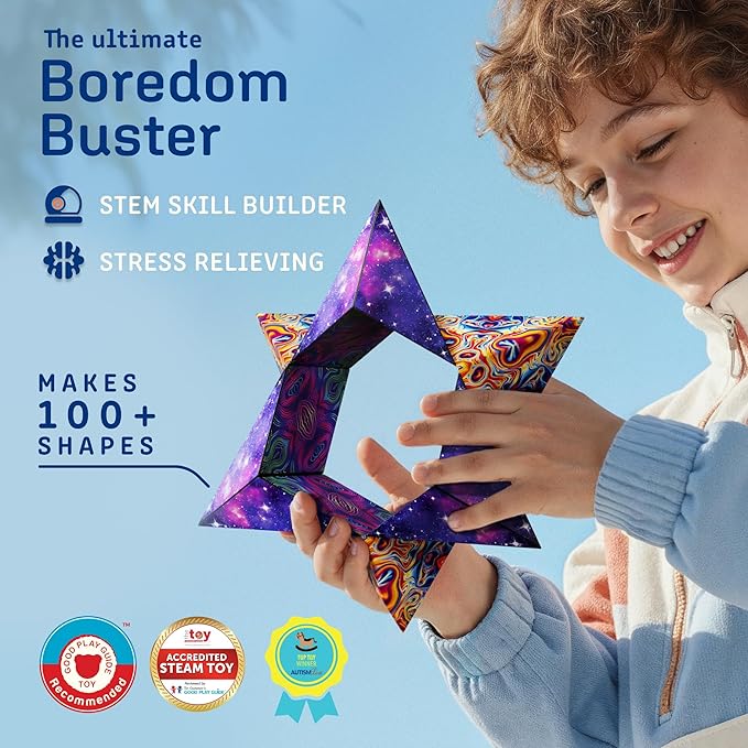 Shashibo Sensory Fidget Toy for Adults & Kids, Stress Relief Fidget Toy for Adults, Teens & Kids, Cool Fidget Toys for Desk, Classroom Must Have, Sensory Shape Shifting Cube, 100+ Possible Shapes