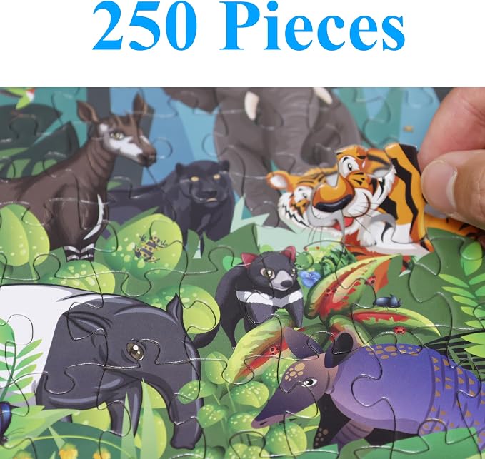 Think2Master Rainforest Jungle Animal 250 Pieces Jigsaw Puzzle for Adults & Seniors. Great Gift with Larger Pieces 14.2” X 19.3”