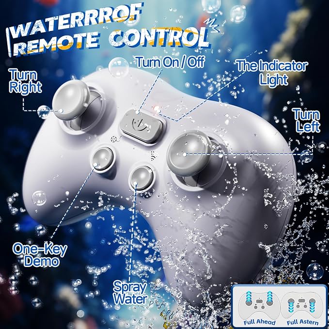 Remote Control Shark Toy for Kids Ages 8-12, 2.4Ghz RC Shark Water Toys with LED Lights for Pool Lake Pond, Swimming Shark Pool Toys for Boys Girls, Toy Shark Gifts for Kids 6 7 8 9 10 Year olds