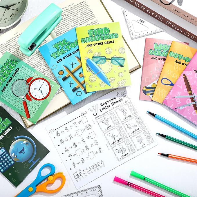 Estune 40 Pcs Activity Coloring Book for Kids Pazzle Mazes Party Favors Mini Small Coloring Book Bulk Birthday Party Gift Classroom DIY Craft Home