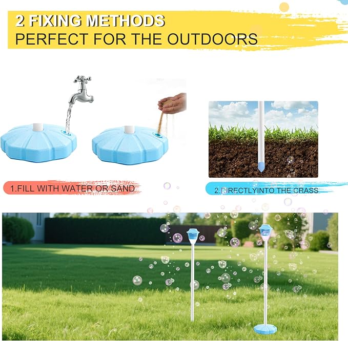 Blue Adjustable Bubble Machine Stand Rechargeable Lights Music Outdoor Lamp | 21-47in Vertical Bubble Torch Wedding Birthday Christmas Garden Decor
