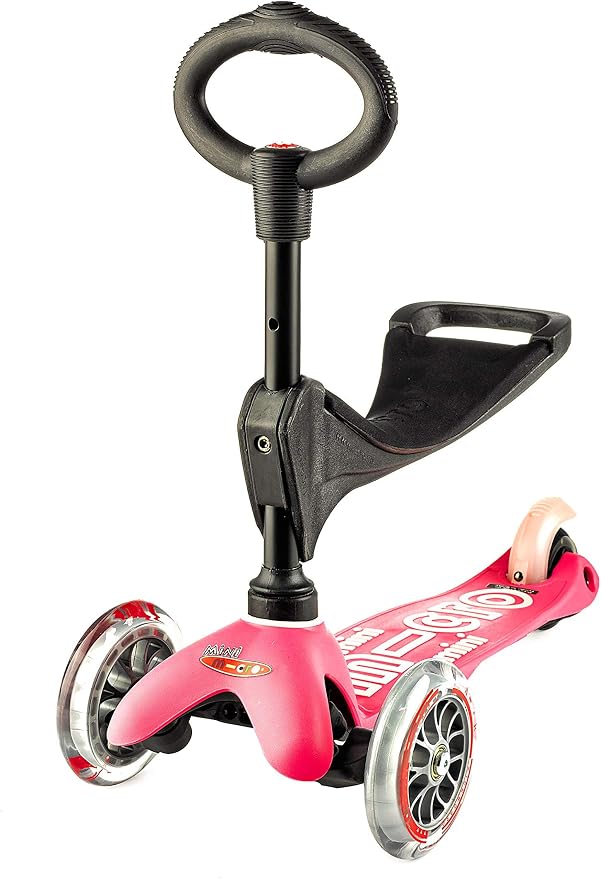 Micro Kickboard | Mini 3-in-1 Deluxe Toddler Scooter for Ages 1–5 | Ride-On with Removable Parent Push Bar | 3 Wheel Lean-to-Steer Design | Adjustable T Bar | Smooth Ride PU Wheels | Swiss Design
