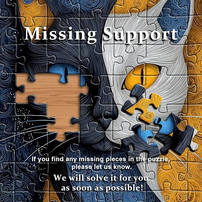 PICKFORU Cat Puzzles for Adults 1000 Pieces, Animal Abstract Yingyang Fantasy Cat Jigsaw Puzzle, Unique Art Mysterious Kitty Challenge Puzzle