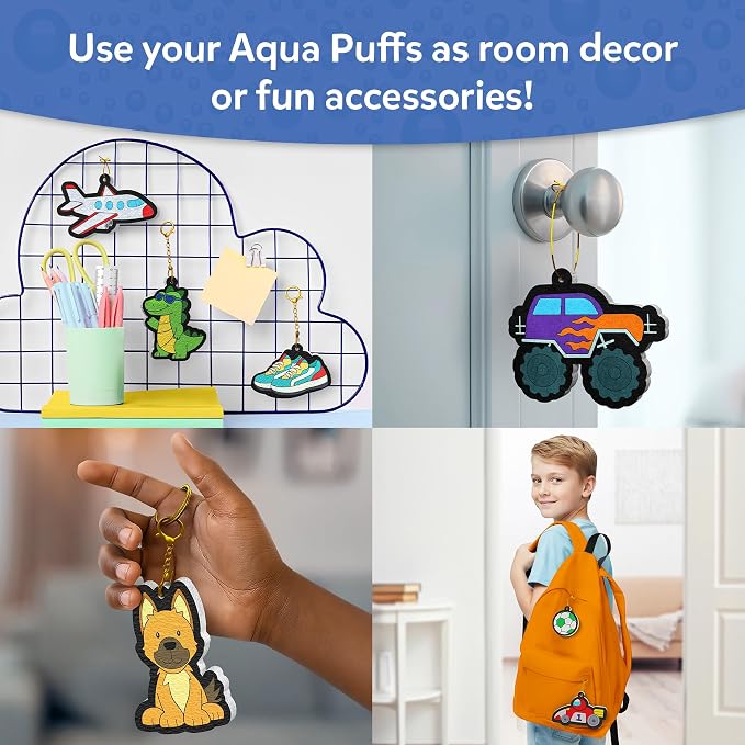 Skillmatics Aqua Puffs - 3D Art Kit, Just Boy Things, Mess-Free Paint by Number Craft for Kids, DIY Color & Inflate Activity, Travel Toys & Creative Gift for Ages 4, 5, 6, 7, 8, 9, 10