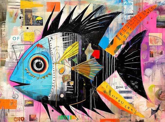 Cross & Glory - Angelfish Abstract - 1000 Piece Jigsaw Puzzle for Adults | Vibrant Artistic Marine Design | Unique Gift | Challenging Brain Teaser