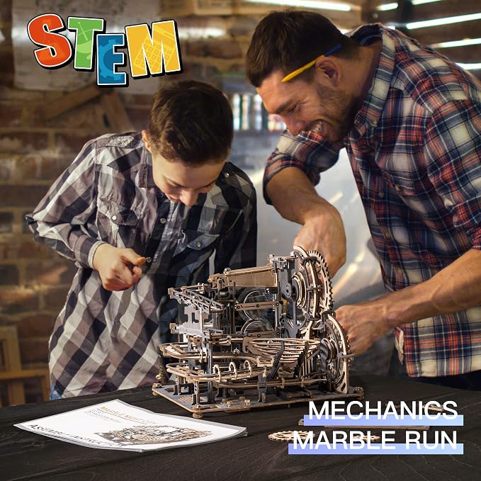 ROBOTIME 3D Puzzles Marble Run - LGA01 Marble Night City Wooden Model to Build - Model Building Kits for Adults