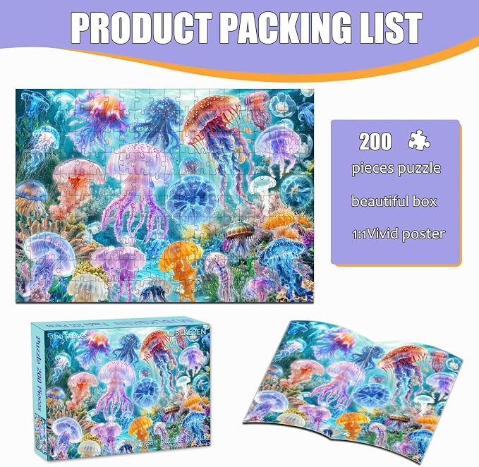 Puzzles for Kids Ages 6-8 8-10 Year Old -200 Piece Jigsaw Puzzle for Adults Toddler Children Learning Educational Puzzles Toys Learning Educational Toys for Boys and Girls