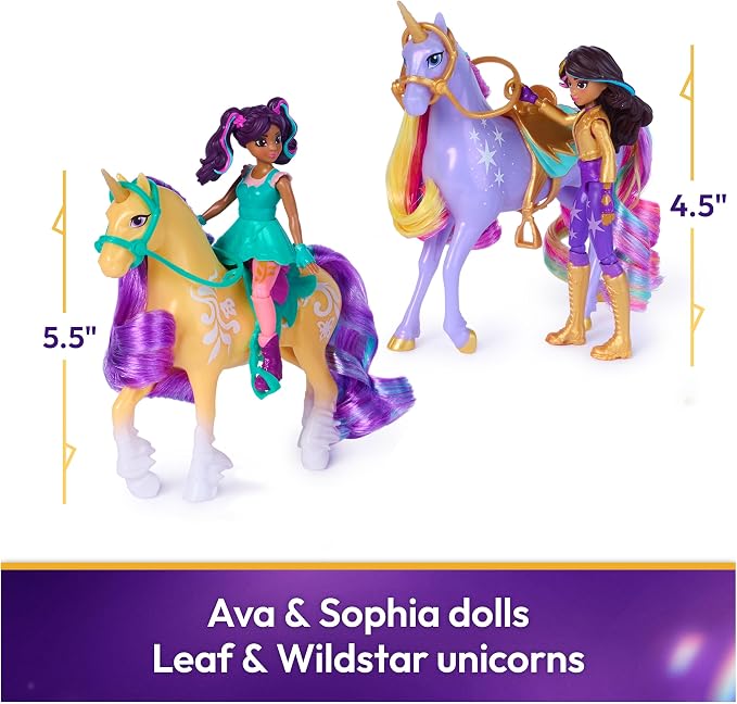 Unicorn Academy, Magic Unleashed Adventure Pack with Sophia, Ava, Ravenzella, Wildstar, Leaf & More, Dolls & Unicorn Toys for Girls Ages 4 and up