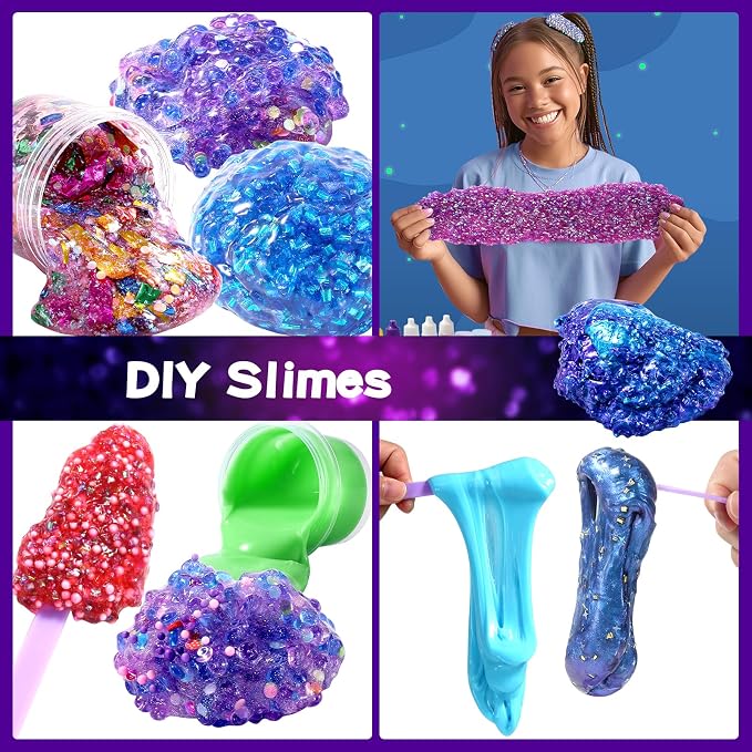 Confetti Slime Kit, Sparkling Slime Making Kit, DIY Craft Set with Clear Glue, Colors, and Decorations, Ages 6+