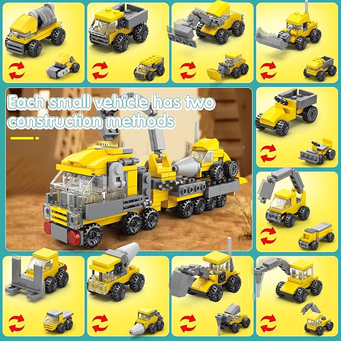 Sawaruita 30Pack Mini Cars Building Blocks Party Favors for Kids-Bulk Fire Truck,City Police Car,Construction Vehicle for Birthday Goodies Bag Easter Filling,Classroom Prizes for Boys 6-12