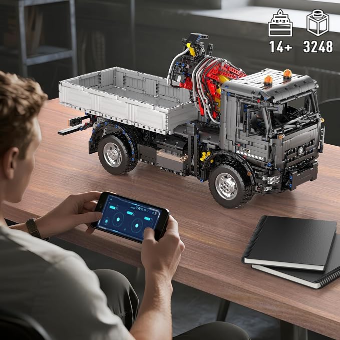 Mould King 19016 Technik Truck Building Sets, APP Programmable Construction Vehicle Block Set, Large Vehicles Crane Building Sets Gift for 14+ Adult/Collections Enthusiasts(3767 Pieces)