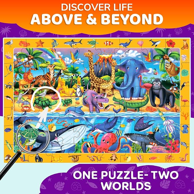QUOKKA Giant Floor Puzzles for Kids Ages 4-6 – 2x3 Ft Search and Find Jumbo Jigsaw Puzzles for Kids Ages 3-5 – 48 Above and Beyond Africa Animals Scene for 4-8 yo – Toy with Gift Box for Toddlers