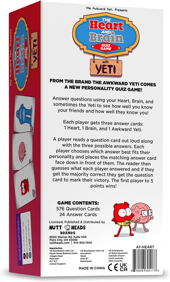 The Awkward Yeti Family Card Game, Ages 8+, Heart & Brain Edition | for Kids, Teens, Parents & Adults, Party Game for Family Game Night, Science & Anatomy Humor, By Organ Attack Creator