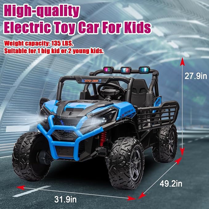 4WD UTV 24V Ride On Toys for Big Kids Ride On 2 Seater Ride On Toys Kids | 2 Seater Ride On Car for Kids Side-by-Side UTV Electric Cars for Kids Electric Ride Car Ride On Toys for Kids 4-8