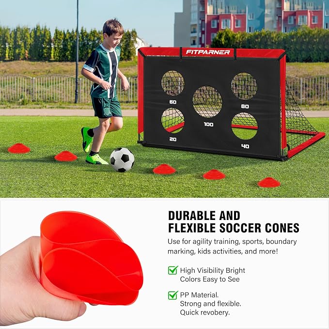 Soccer Goal,Backyard Soccer Goals for Kids 2 Pack,4x3/6x4 FT Portable Toddler Soccer Nets with Target,Ball & Cones,Soccer Training Equipment for Kids Youth Outdoor Games,Sports,Play