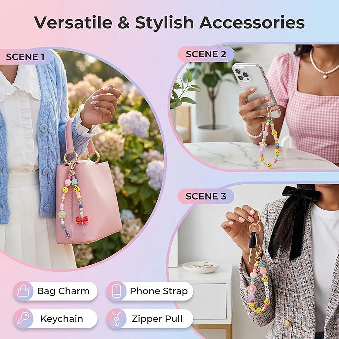 YOJO DIY Keychain Making Kit for Women & Girls, Personalized Jewelry Craft Supplies, Creative Arts and Crafts Set for Bag Charms, Phone Straps & Gifts (421Pcs)