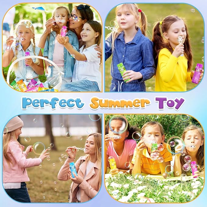 Shemira 24 Pack Bubble Bottles (4oz Bubbles Solution), Bubbles Party Favors for Kids, Bubbles Wand Bulk, Large Bubble Kit, Summer Outdoor Toys for Kids Toddlers, 6 Colors, Bubble Party Favor