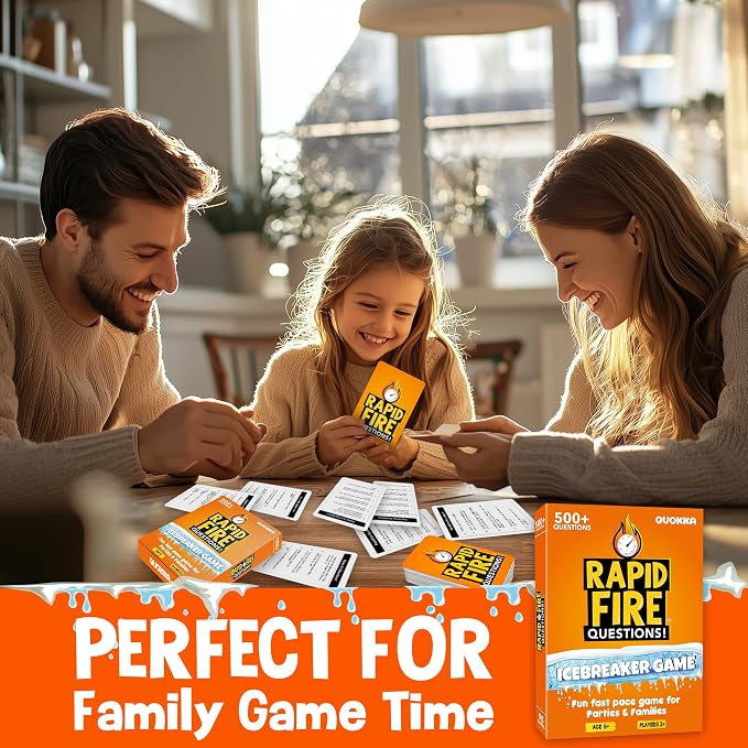 QUOKKA Icebreaker Cards with 500+ Questions - Adults Kids Family Conversation Cards Game - Break the Ice Family Game for Kids 8-12 - Perfect for Family or Adults Game Night I Travel Version